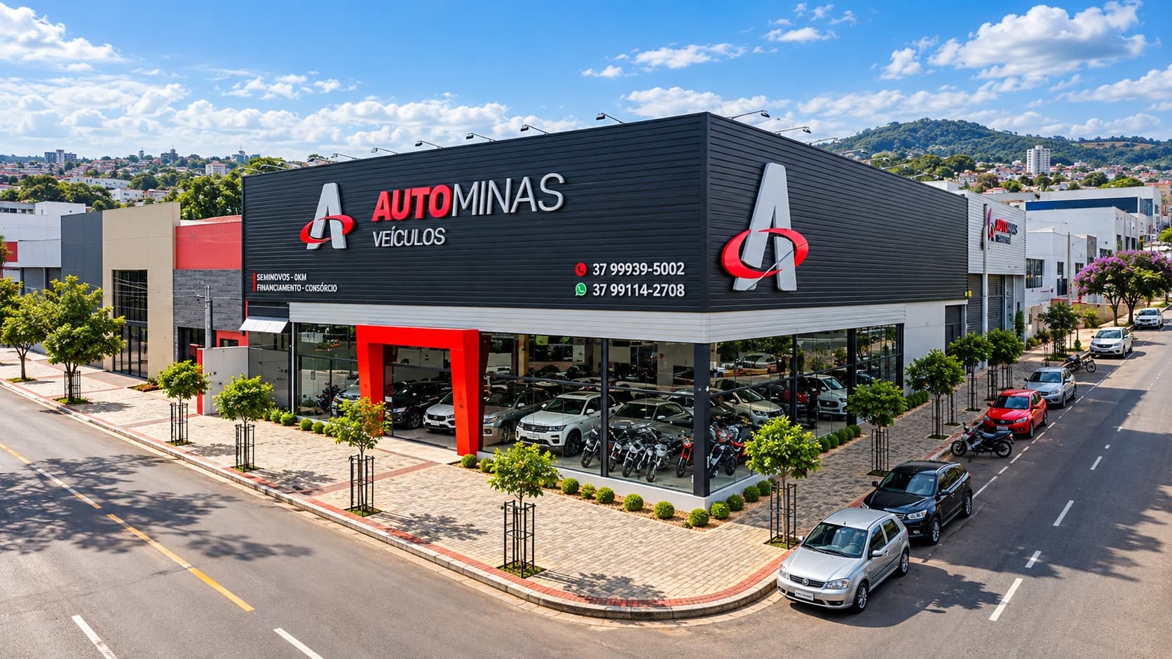 Fachada da Autominas Veículos em Cláudio – MG